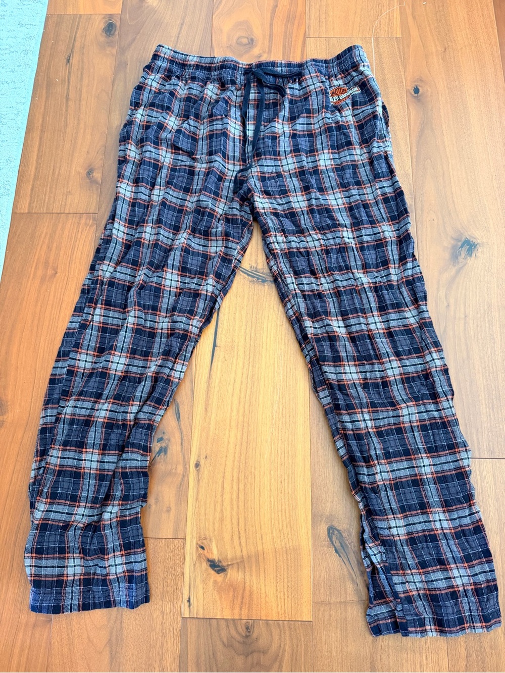 Harley-Davidson Navy and Orange Plaid Jogger Pants